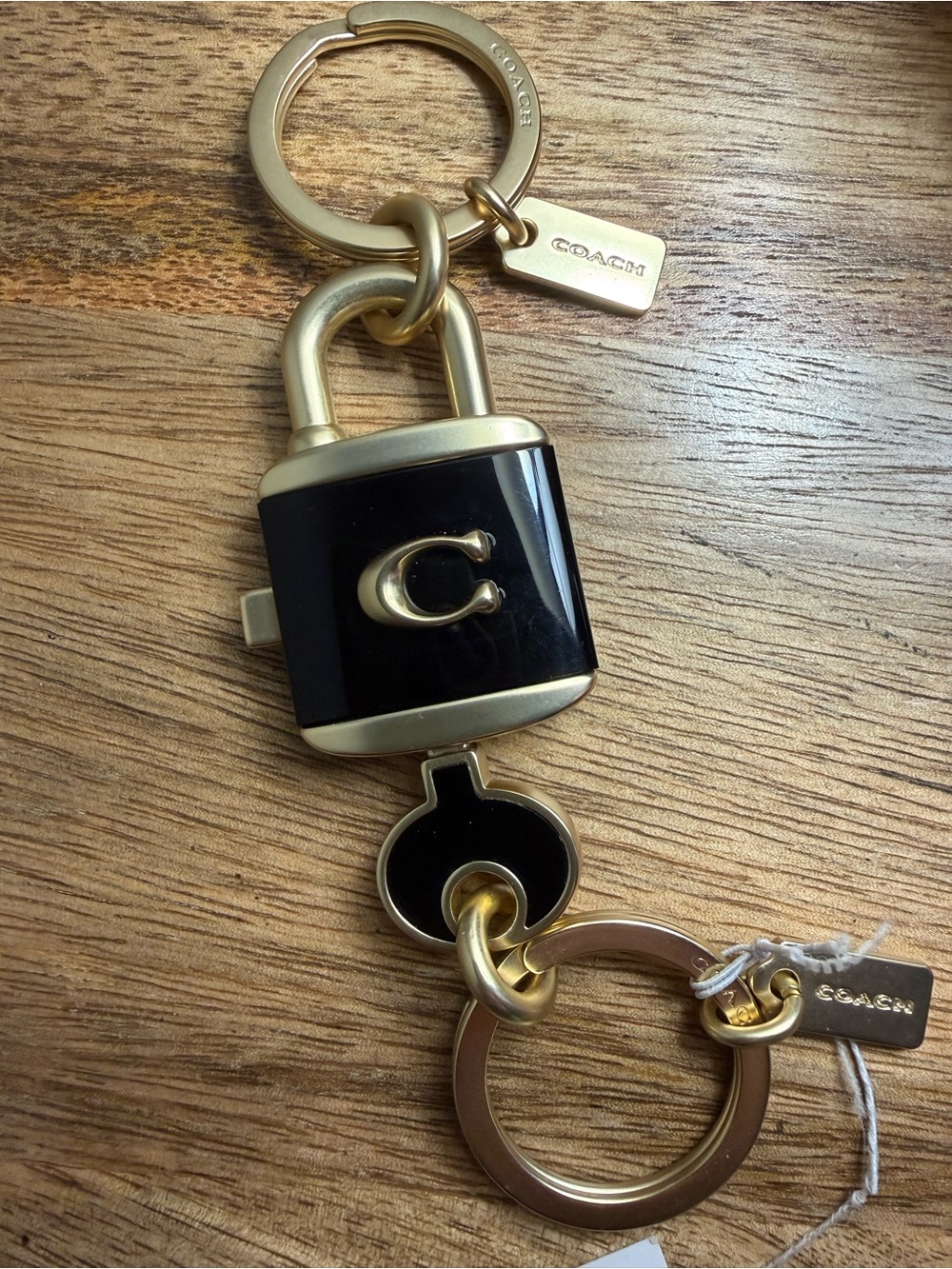 NWT Coach BFF Gold & Black Padlock Keychain Charm 2 Piece